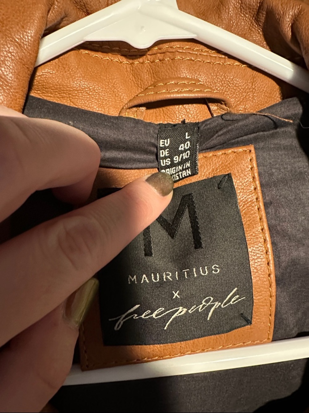 Free people x MAURITUS Crissy brown leather fringe jacket floral Size L - Picture 9 of 11